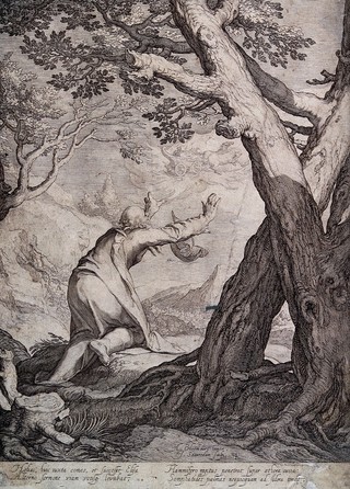 The prophet Elisha. Engraving by J.P. Saenredam after A. Bloemaert.