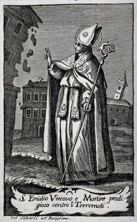 Saint Emygdius. Engraving by Salvardi.