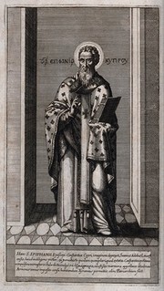 Saint Epiphanius of Salamis. Line engraving.