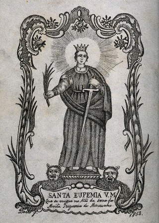 Saint Euphemia. Lithograph by Dor.., 1862.