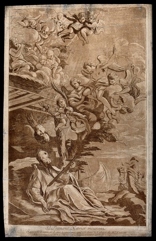 Death of Saint Francis Xavier, holding a crucifix and
