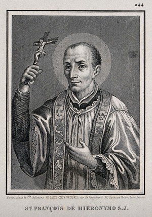 view The Blessed (subsequently Saint) Francisco Geronimo y Gravina holding a crucifix; head and shoulders. Engraving, 1840/1880.