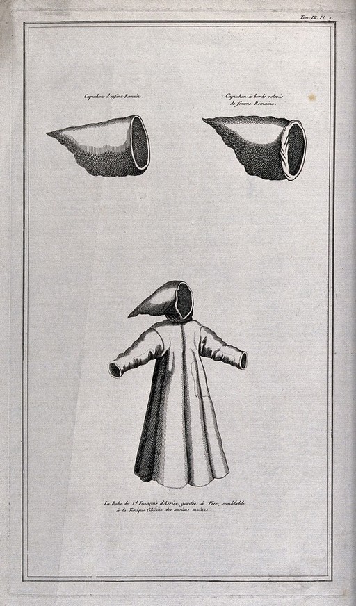 The robe of Saint Francis of Assisi and two Roman hoods.