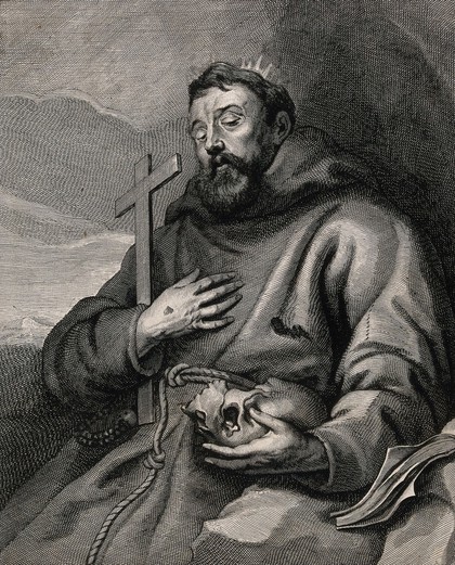 Saint Francis of Assisi. Line engraving by L. Vorsterman after Sir A. van Dyck.