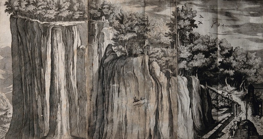 Mount Verna. Etching by R. Sciaminossi after J. Ligozzi, ca. 1612.