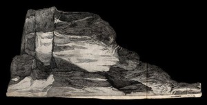 view A stone: superimposed flap on the plate of the interior of the chapel of Saint Mary Magdalen, on Mount Verna. Engraving attributed to D. Falcini after J. Ligozzi, ca. 1612.