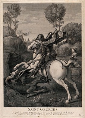 Saint George. Engraving by N. de Larmessin after Raphael, 1729.