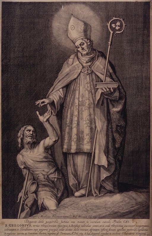 Saint Gregory the Great. Line engraving by F. Bloemaert after A. Bloemaert.