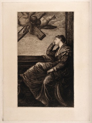 Saint Helena. Etching by C.W. Sherborn after P. Caliari, il Veronese.
