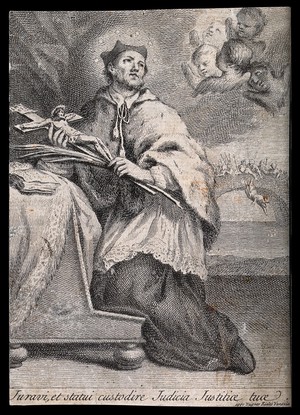 view Saint Ignatius of Loyola. Engraving.