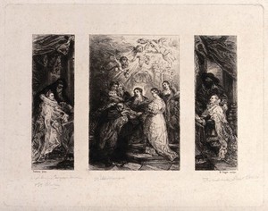 view Saint Ildephonsus. Etching by W. Unger after Sir P.P. Rubens.