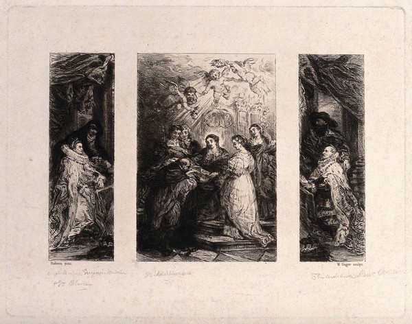 Saint Ildephonsus. Etching by W. Unger after Sir P.P. Rubens.