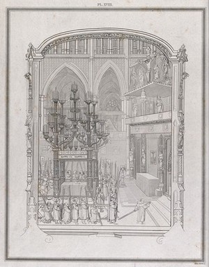 view John Islip, Abbot of Westminster. Etching by J. Basire, 1808.