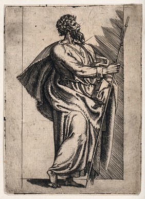 Saint Thomas. Etching after G.F.M. Mazzola, il Parmigianino.