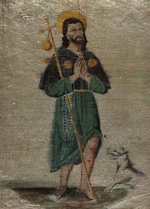 view Saint James the Great (?). Watercolour on woven fabric.