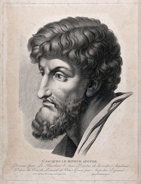 Saint James the Less. Stipple engraving by A. Legrand, 1809, after J. Le Barbier after L. da Vinci.