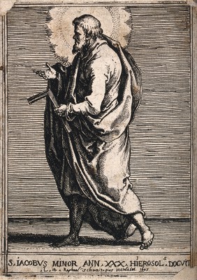 Saint James the Less. Etching by R. Schiaminossi after Lucas van Leyden.