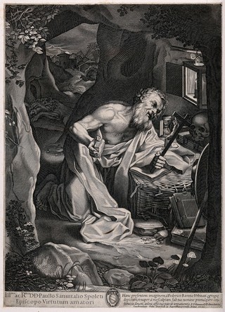 Saint Jerome. Engraving by F. Villamena, 1600, after F. Barocci.