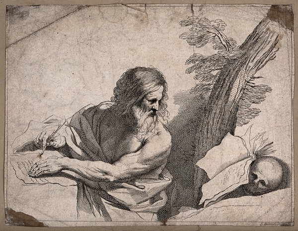 Saint Jerome. Etching by F. Bartolozzi after G.F. Barbieri, il Guercino.