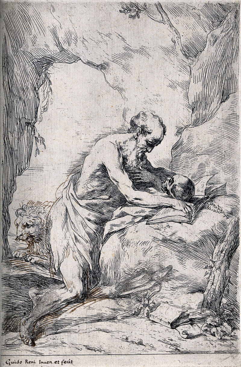 Saint Jerome. Etching by B. Biscaino., 1600-1699, by Bartolomeo Biscaino
