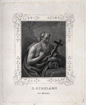 Saint Jerome. Line engraving, 1853.