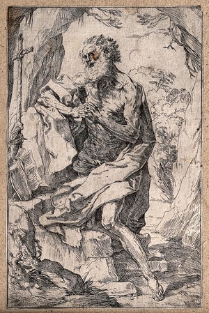 view Saint Jerome. Etching by Guido Reni.