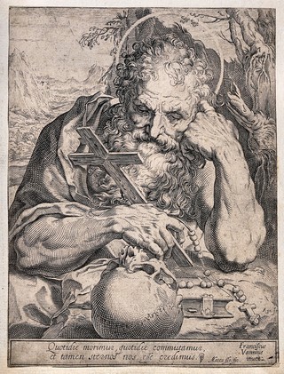 Saint Jerome. Engraving by Agostino Carracci, ca. 1595, after F. Vanni.