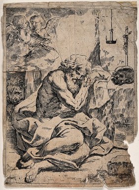 Saint Jerome. Etching by L. Loli after G.A. Sirani.