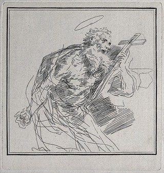 Saint Jerome. Etching attributed to G. Canale after G. Reni.