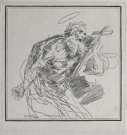 Saint Jerome. Etching attributed to G. Canale after G. Reni.