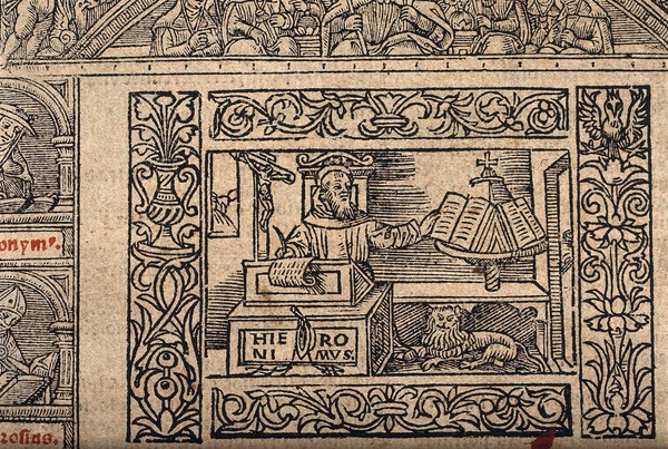 Saint Jerome. Woodcut, 1538.