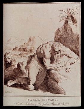 Saint Jerome. Crayon manner print by C.M. Metz after J. Palma.