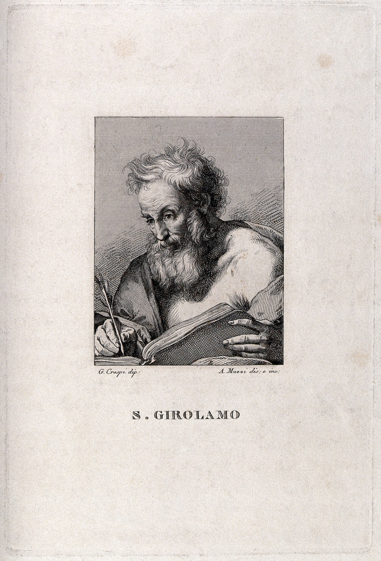 Saint Jerome. Engraving by A. Muzzi after G. Crespi., 1800-1899, by Giovanni Battista Crespi