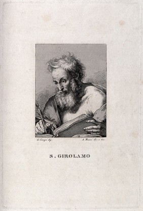 Saint Jerome. Engraving by A. Muzzi after G. Crespi.