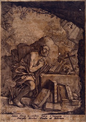 Saint Jerome. Engraving by F. de La Mare-Richard after L. de La Hyre.