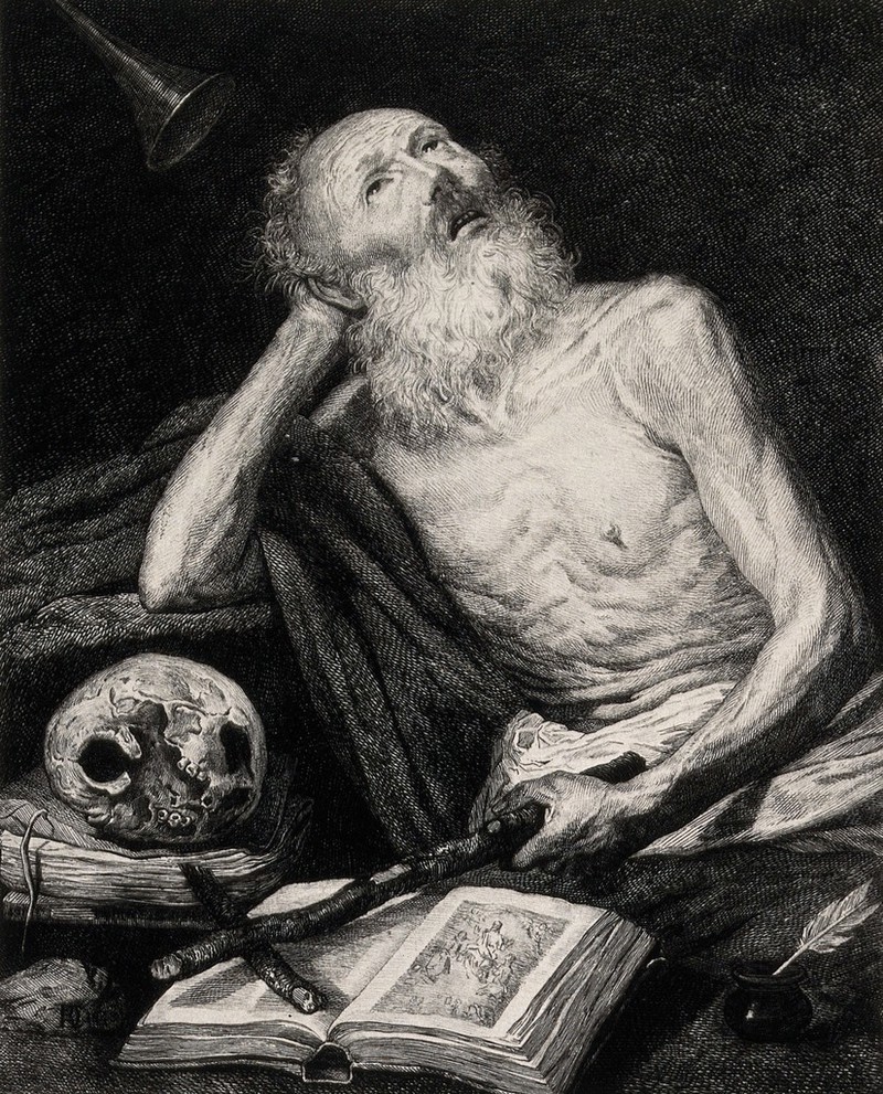 Saint Jerome. Etching by B. Maura, 1874, after A. de Pereda, 1643., 1874, by Antonio de Pereda