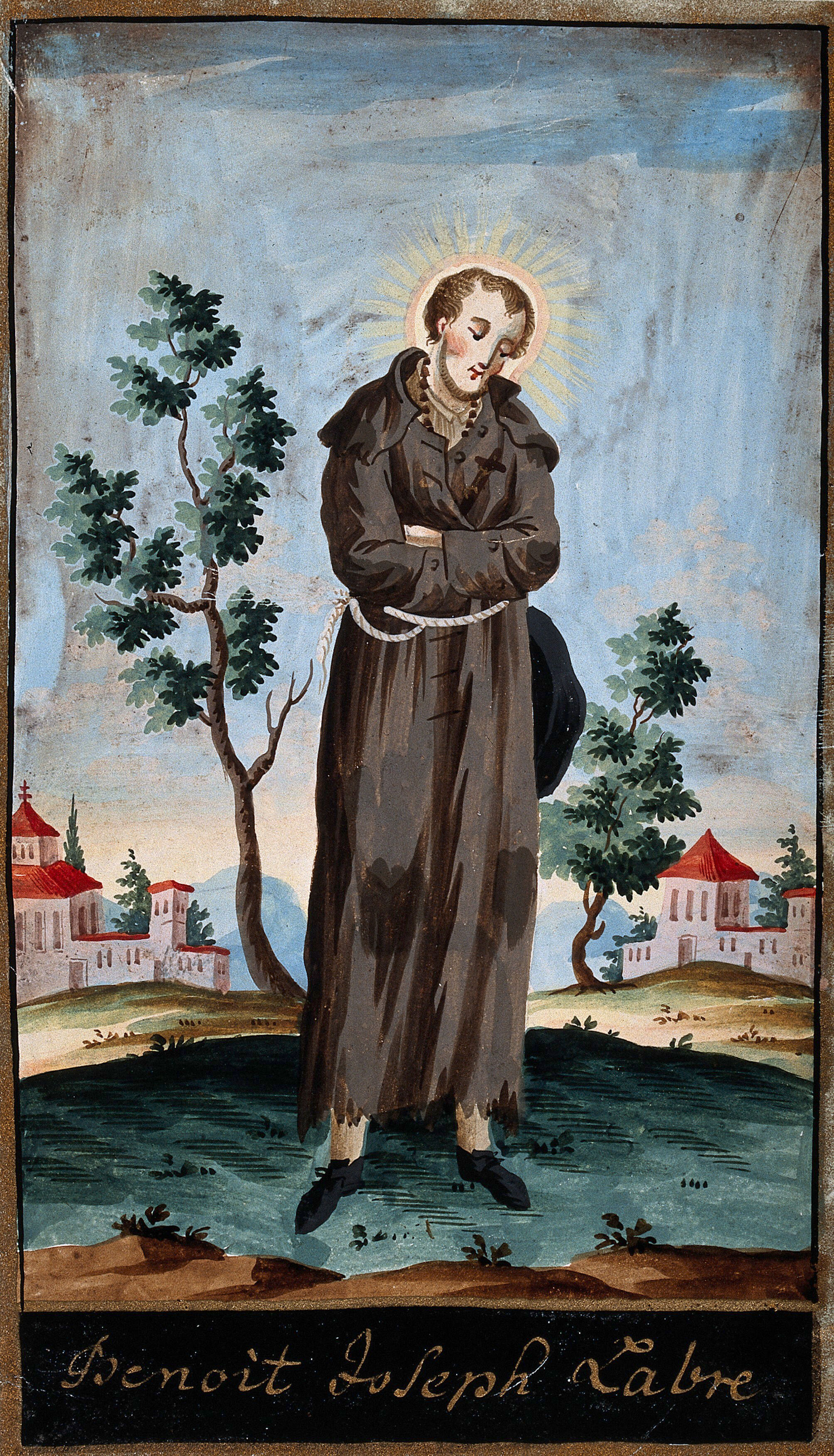 Saint BenoîtJoseph Labre. Gouache painting. Collection
