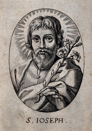 view Saint Joseph. Line engraving.