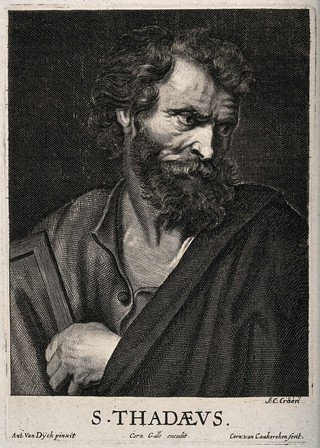 Saint Jude. Line engraving by C. van Caukercken after Sir A. van Dyck.