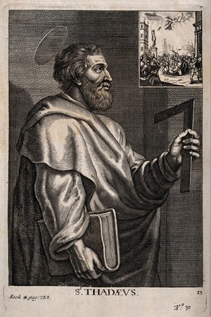 view Saint Jude. Line engraving.
