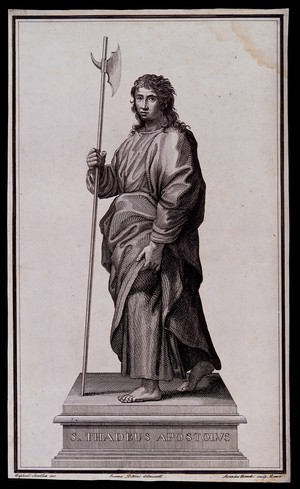 view Saint Jude. Line engraving by S. Bianchi after G. Petrini after Raphael.