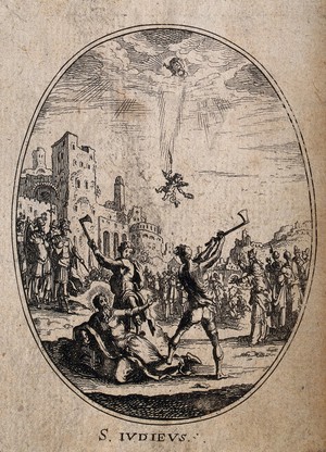 view Martyrdom of Saint Jude. Etching.