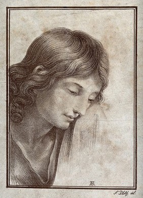 Saint John the Evangelist. Lithograph by F. Piloty after A. Dürer.