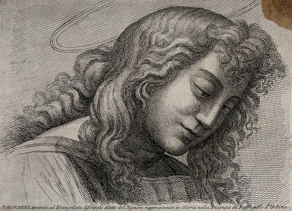 Saint John the Evangelist. Etching after Raphael.