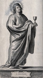 Saint John the Evangelist. Line engraving by S.A. Bolswert after Sir P.P. Rubens.