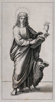 Saint John the Evangelist. Line engraving after M.A. Raimondi after Raphael.