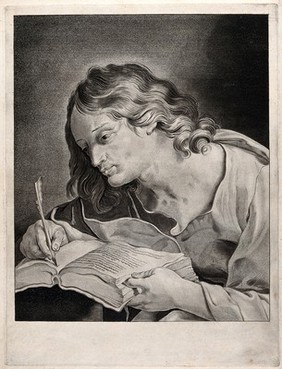 Saint John the Evangelist. Stipple engraving by Jan Lutma II.