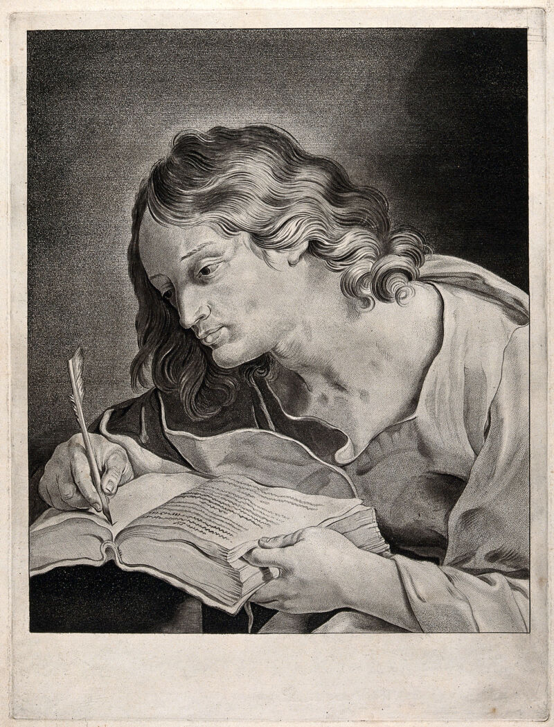 Saint John the Evangelist. Stipple engraving by Jan Lutma II., 1600-1699, by Johannes Lutma