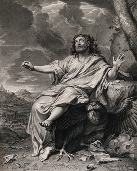 Saint John the Evangelist. Engraving by N. de Poilly after C. Le Brun.