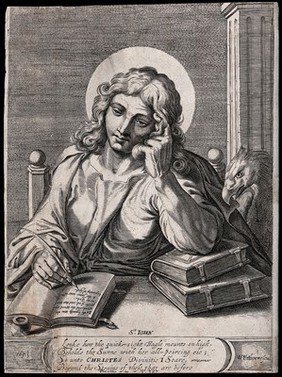 Saint John the Evangelist. Line engraving by W. Faithorne, 1653.